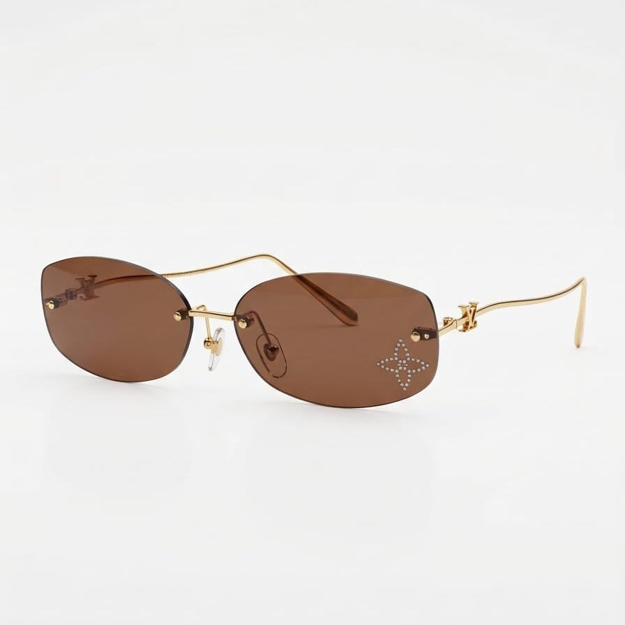 Louis Vuitton Women Crystal Oval Brown Sunglasses