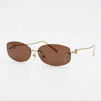 Louis Vuitton Women Crystal Oval Brown Sunglasses