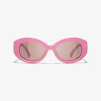 Chanel Women Oval Pink Sunglasses