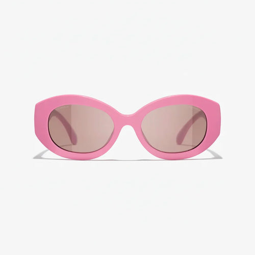Chanel Women Oval Pink Sunglasses