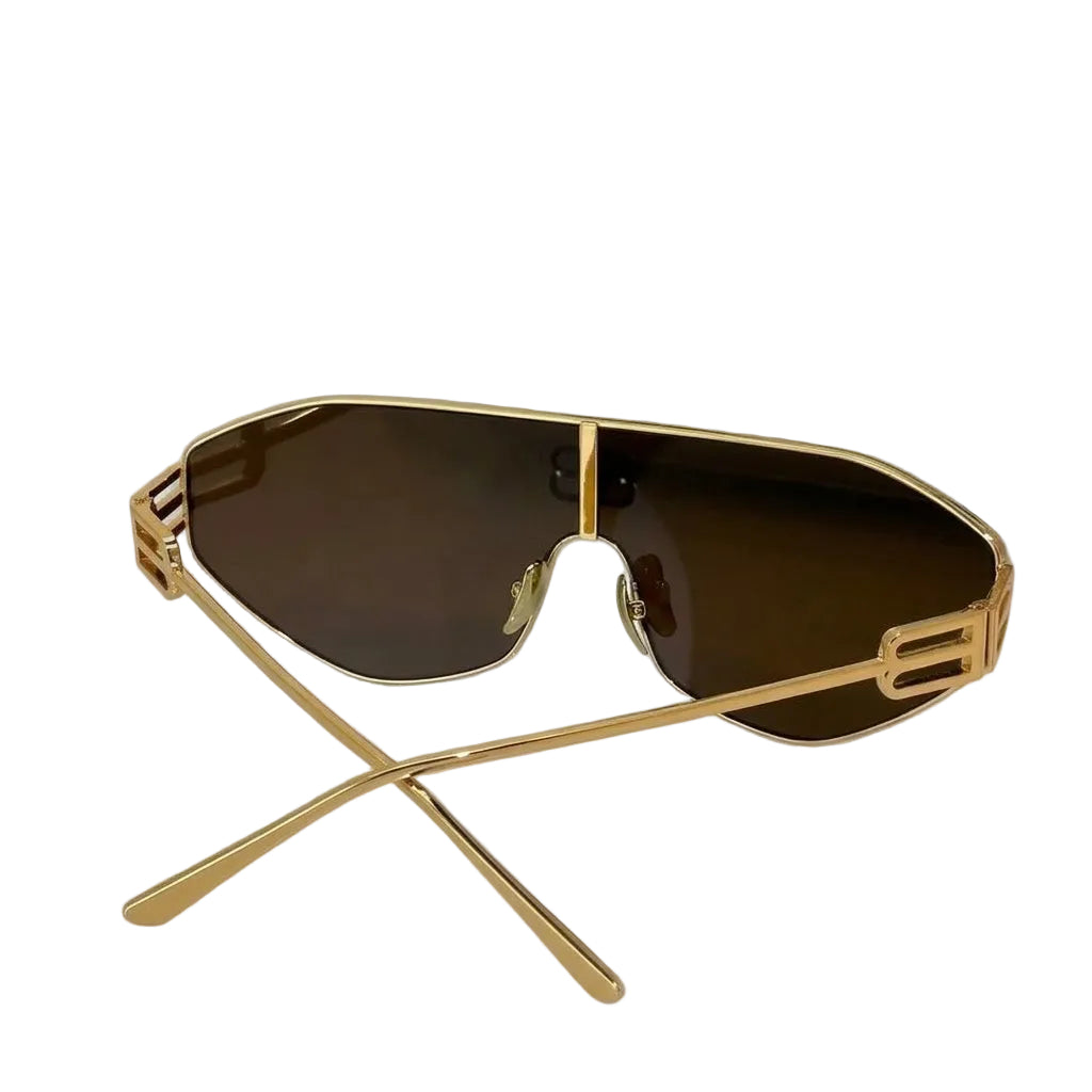 Balenciaga BB0283S Unisex Shield Gold / Brown Sunglasses