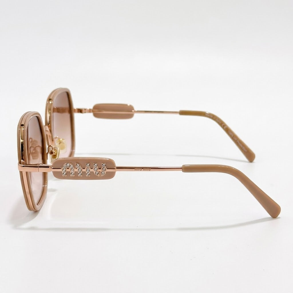 Miu Miu MU7417S Women Square Nude / Gold / Brown Gradient Sunglasses
