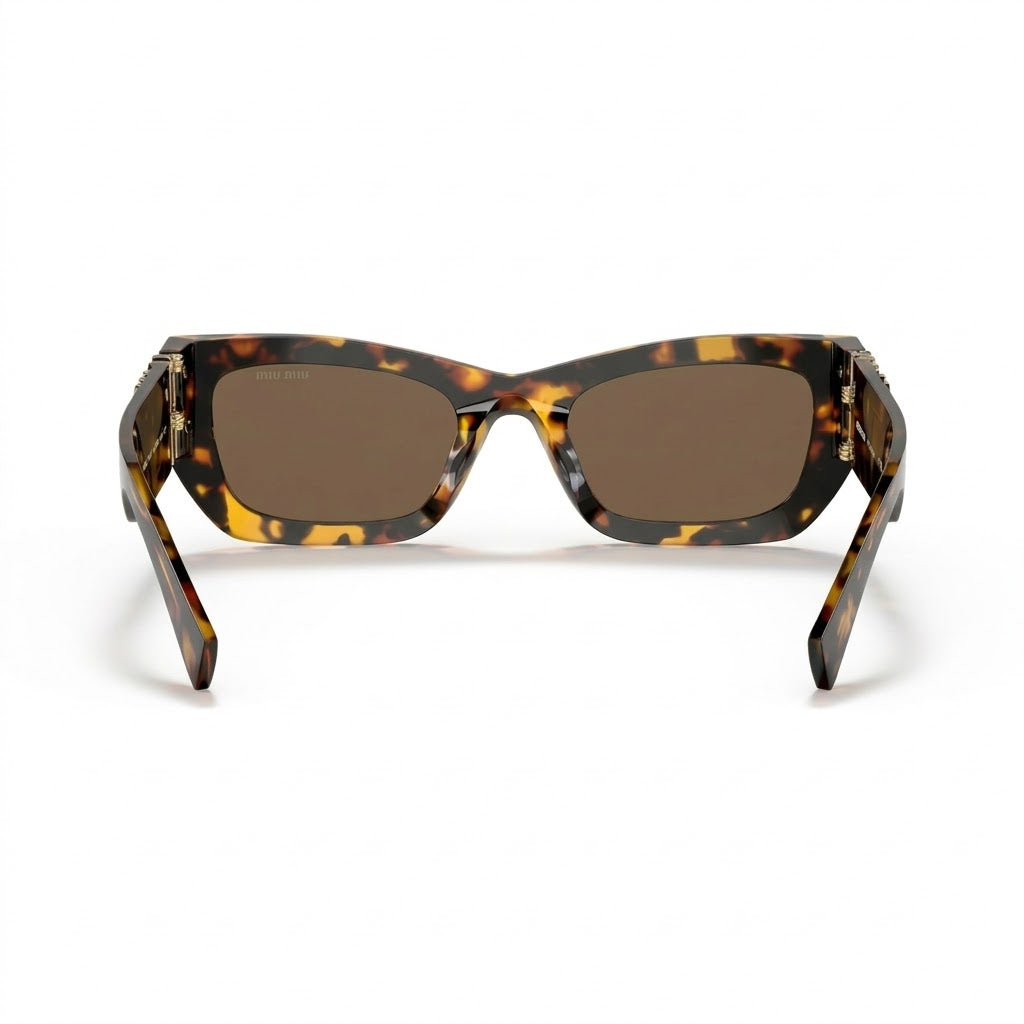 Miu Miu MU 09WS Women Rectangle Honey Havana / Dark Brown Sunglasses