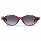 Gucci Women Oval Frame Transparent Burgundy Sunglasses