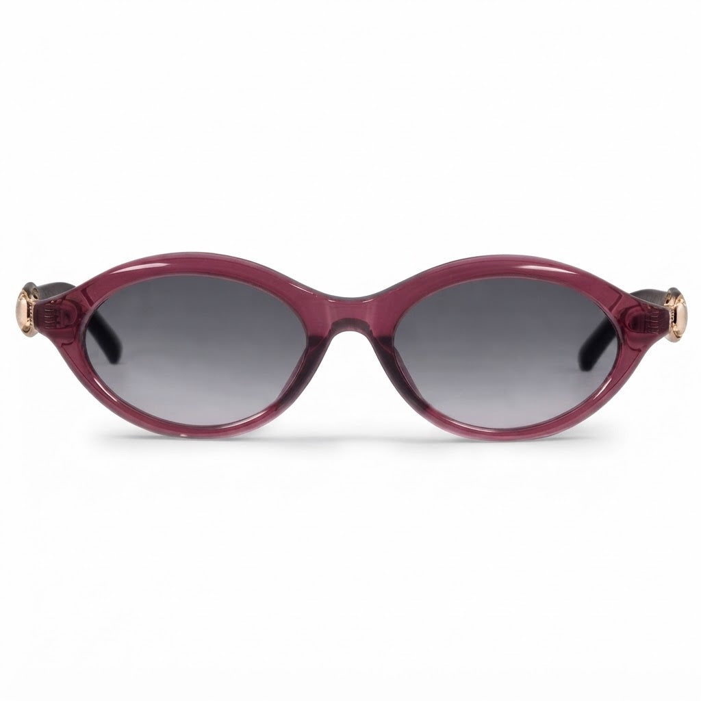 Gucci Women Oval Frame Transparent Burgundy Sunglasses