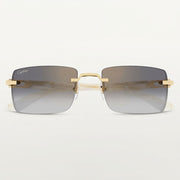 Cartier Signature Unisex Rimless Square Ivory Silk Pearl/Grey Sunglasses