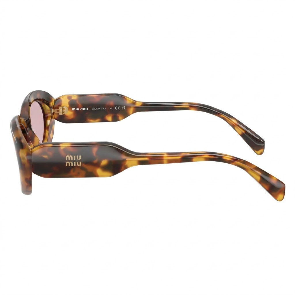 Miu Miu Women Oval Honey Havana / Pink Sunglasses