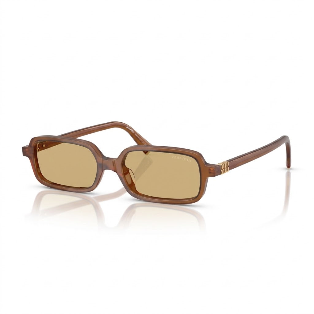 Miu Miu Regard MU 11ZS Women Rectangular Opaline Amber / Yellow Sunglasses