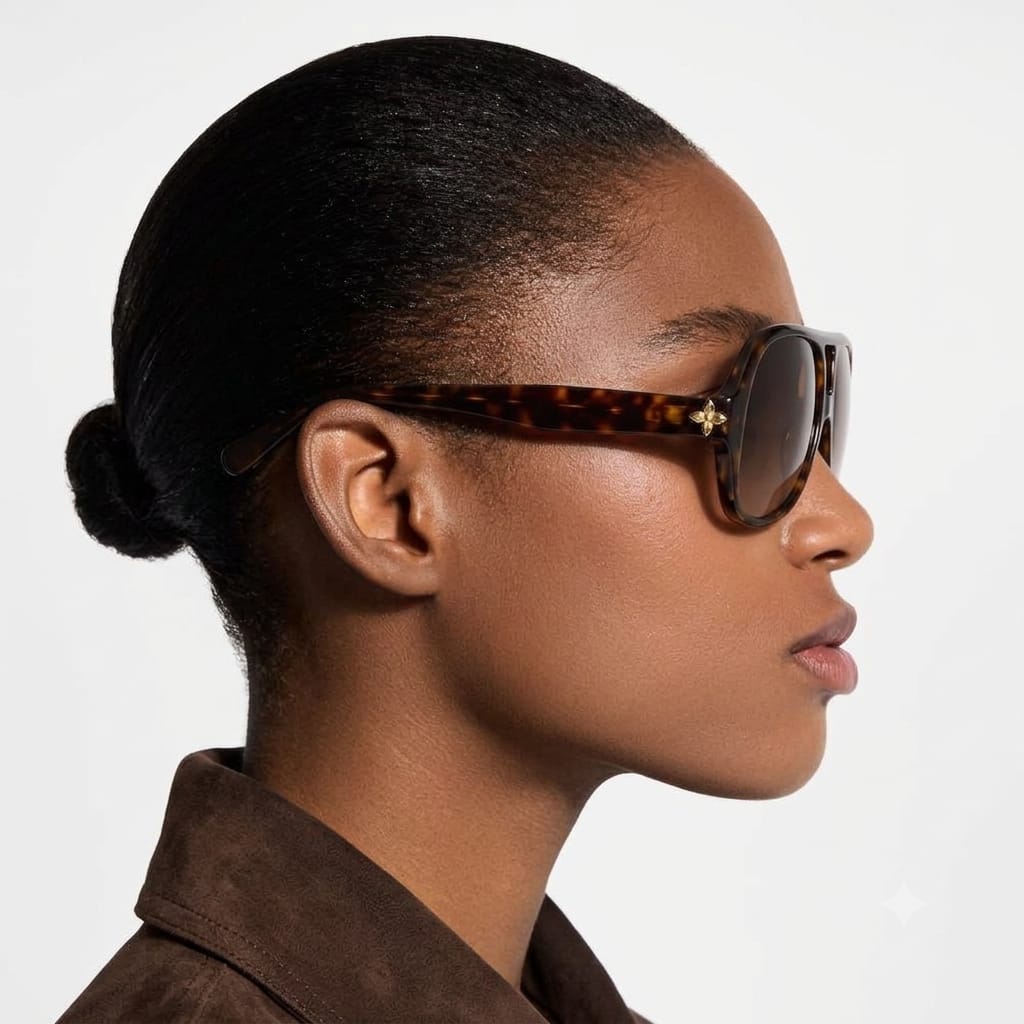 Louis Vuitton Women Aura Flower Square Pilot Sunglasses