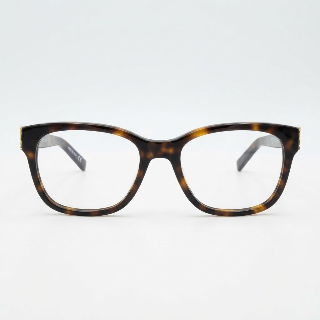 Saint Laurent Women SL M40 Monogram Gold YSL Hinge Havana Optical Eyeglasses