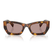 Miu Miu MU 09WS Women Rectangle Honey Havana / Light Purple Sunglasses
