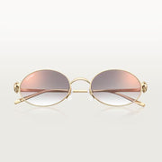 Cartier Clash de Women Oval Gold Finish Studded Temple Grey Gradient Lenses Sunglasses
