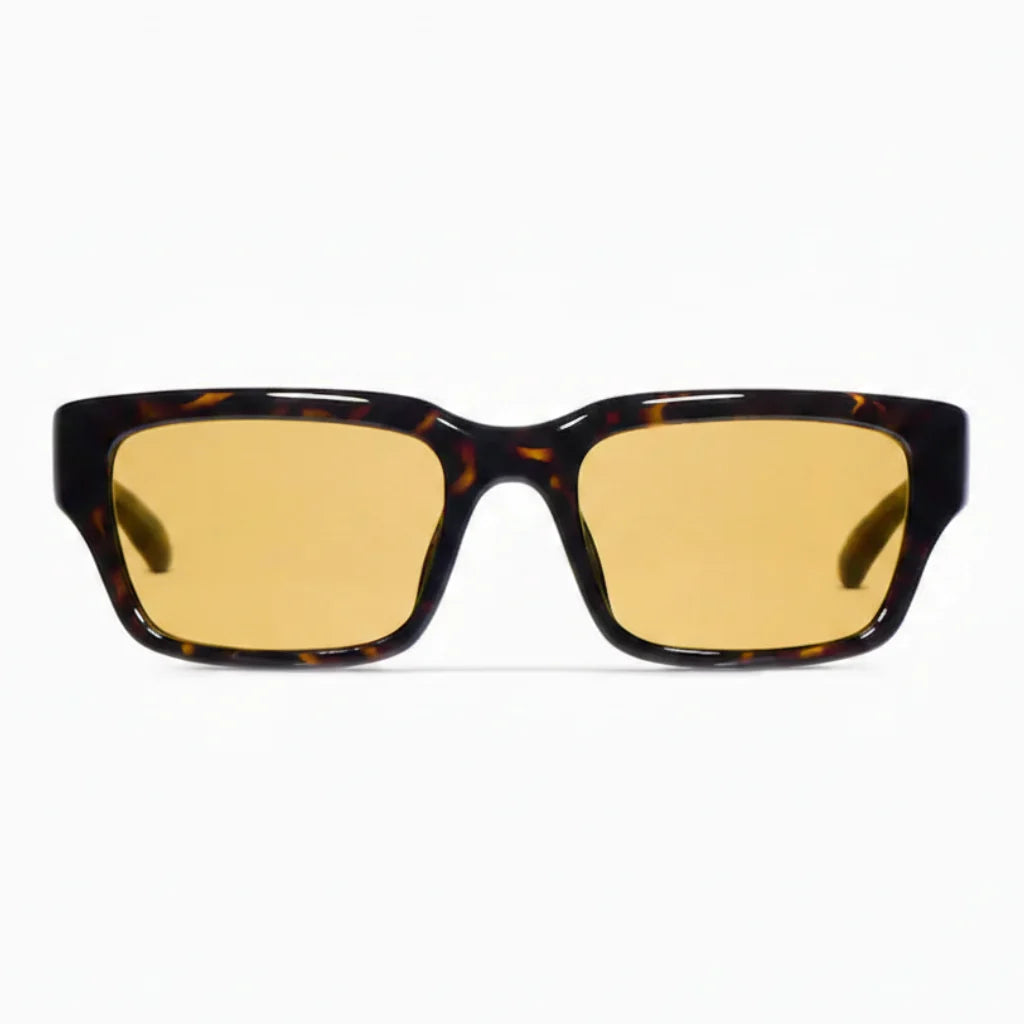 Gucci Men Rectangular Frame Brown Tortoiseshell Sunglasses