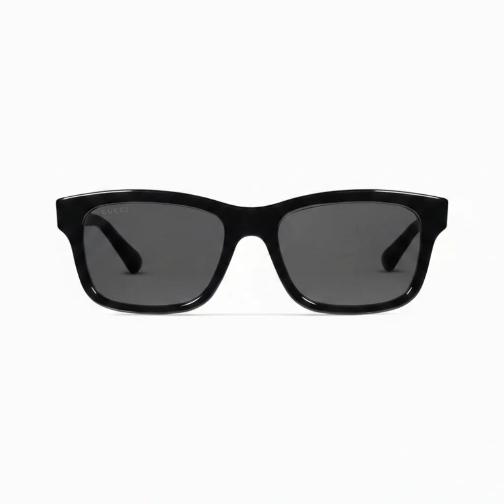 Gucci Men Rectangular Polish Black Sunglasses