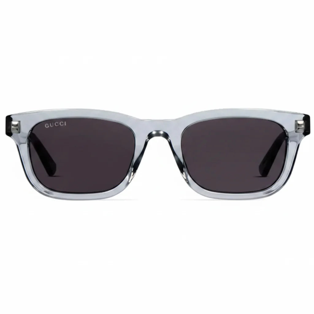 Gucci Men Rectangular Frame Transparent Grey Sunglasses