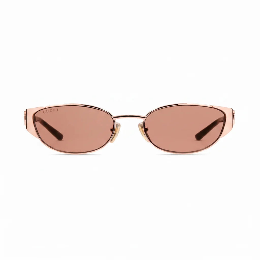 Gucci Women Oval Frame Rose Gold sunglasses