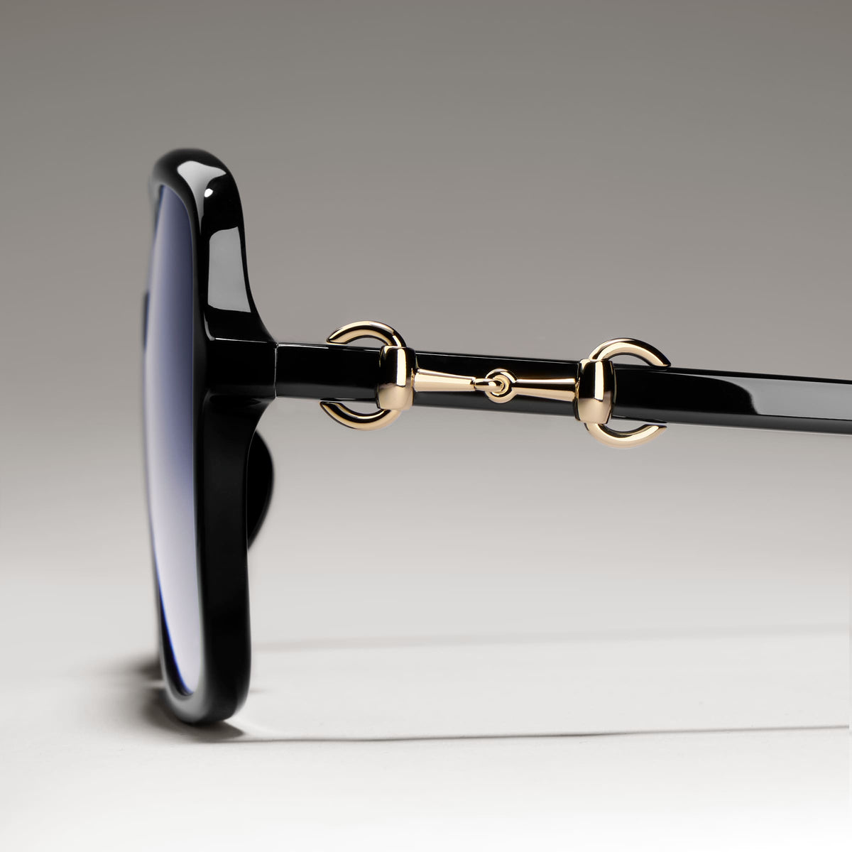 Gucci Women Low Nose Bridge Fit Butterfly Black Sunglasses