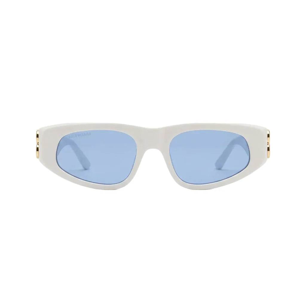 Balenciaga Women BB0095S Dynasty Oval White Blue Gold Sunglasses