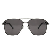 Balenciaga Men's Tag BB0116SA Gunmetal / Grey Double-Bridge Square Aviator Sunglasses