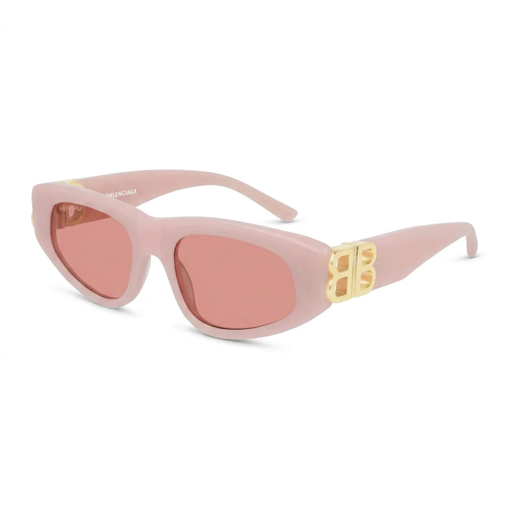 Balenciaga Women BB0095S Dynasty Oval Light Pink Gold Sunglasses