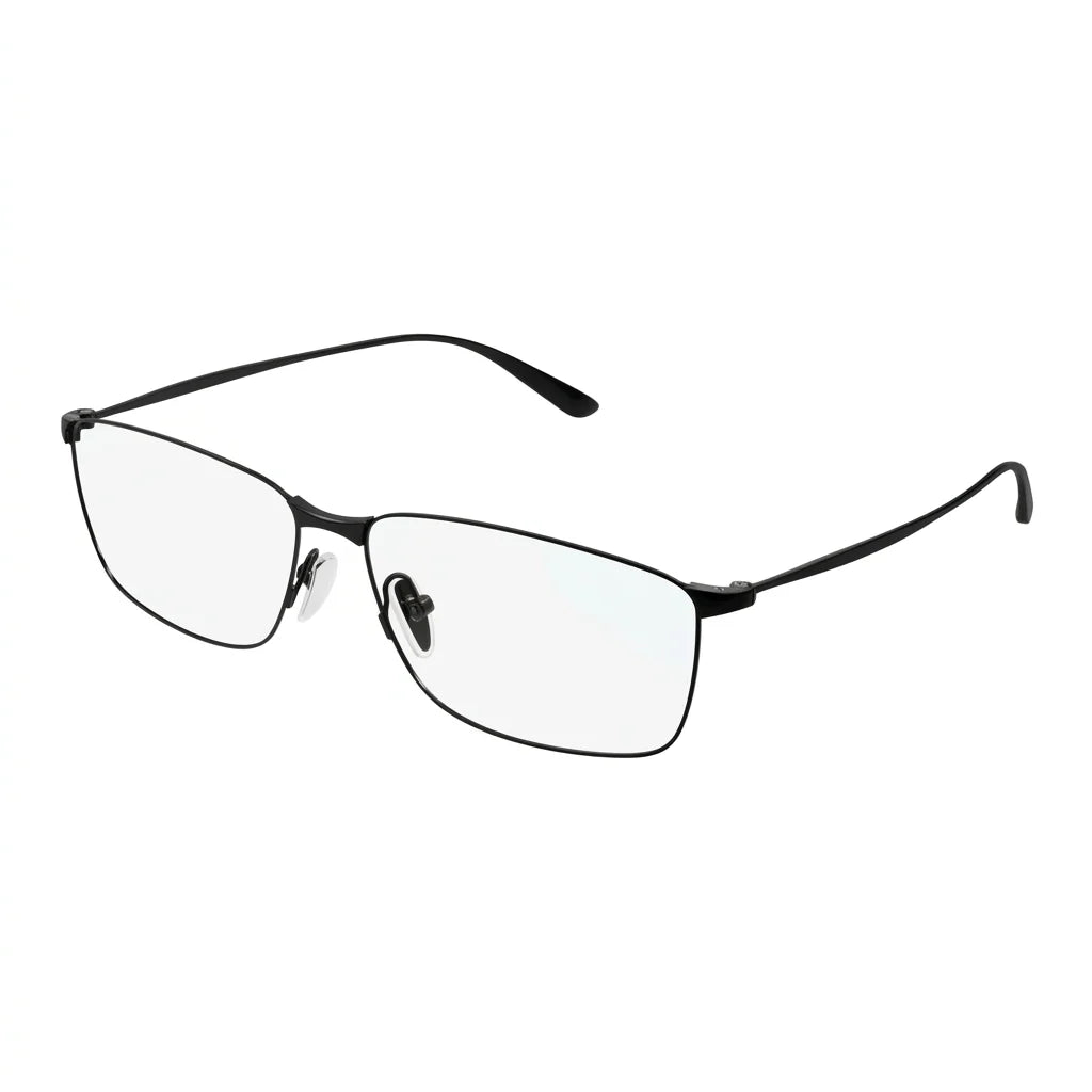 Balenciaga Men BB0415O Ultra-Thin Metal Rectangle Black Eyeglasses