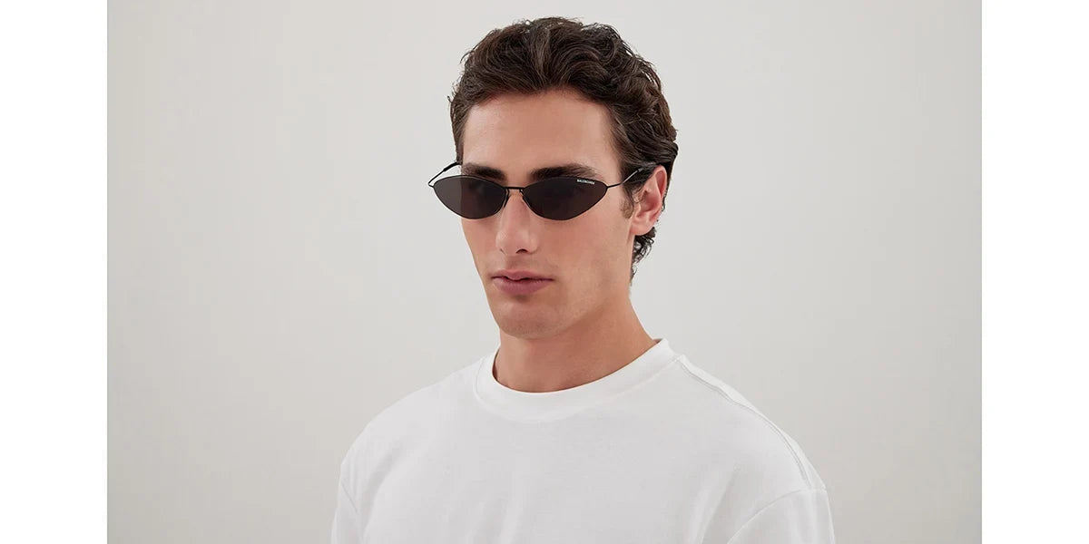 Balenciaga Unisex BB0350S 001 Black / Grey Cat-Eye Metal Sunglasses