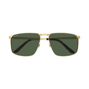 Cartier Santos Classic Men Pilot Brushed Gold Polarized Olive Green Sunglasses