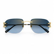 Cartier Premiere de Cartier Unisex Rimless Rectangular Gold/Blue Sunglasses