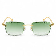 Cartier Panthère de Unisex Rimless Green Gradient Lens Split Diamond Cut Sunglasses