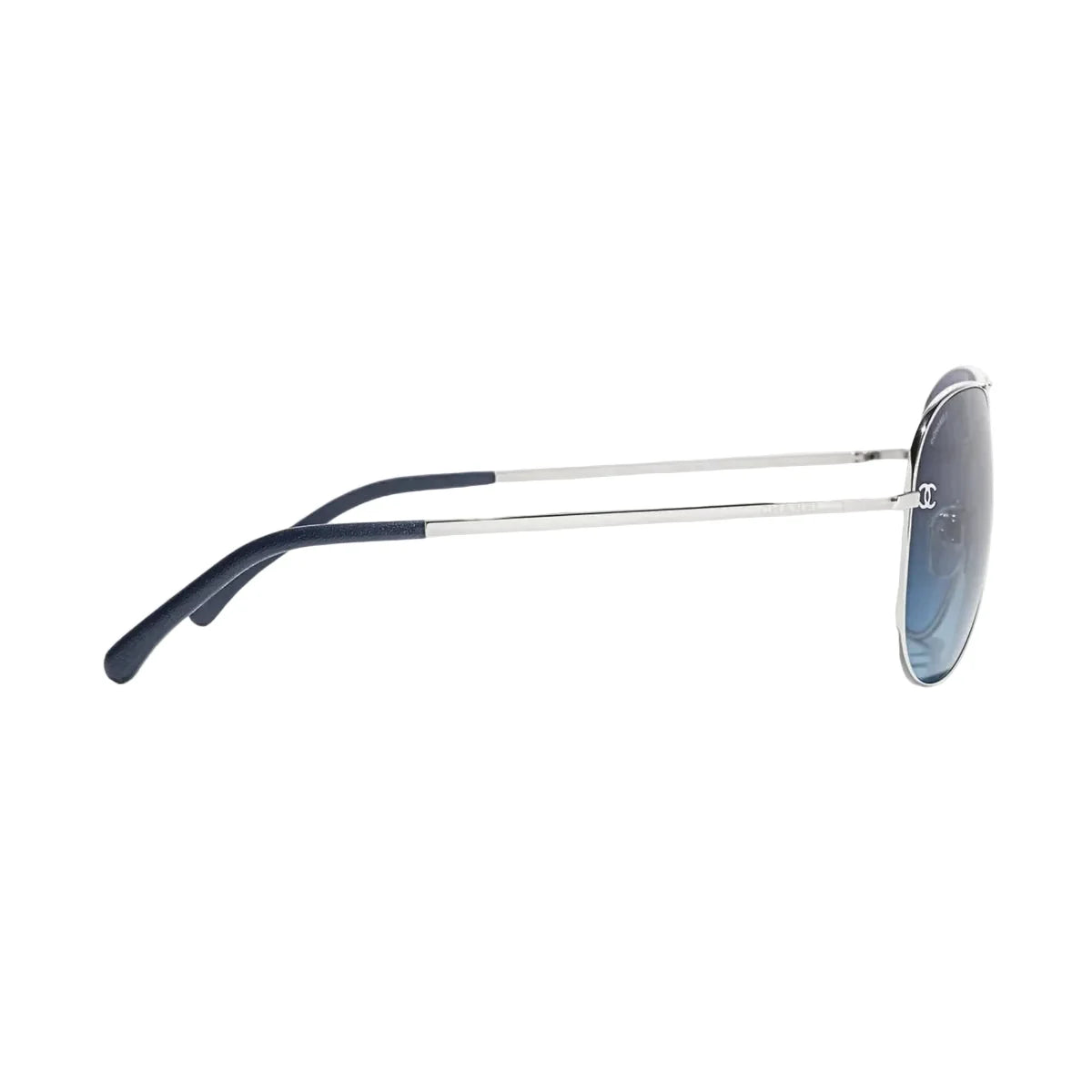 Chanel Women Pilot Titanium & Calfskin Silver & Blue Gradient Sunglasses