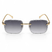 Cartier Panthère de Unisex Rimless Grey Gradient Split Diamond Cut Sunglasses