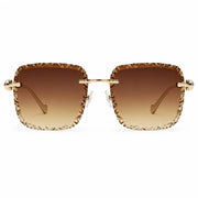 Cartier Panthère de Unisex Rimless Brown Gradient Lens Split Diamond Cut Sunglasses