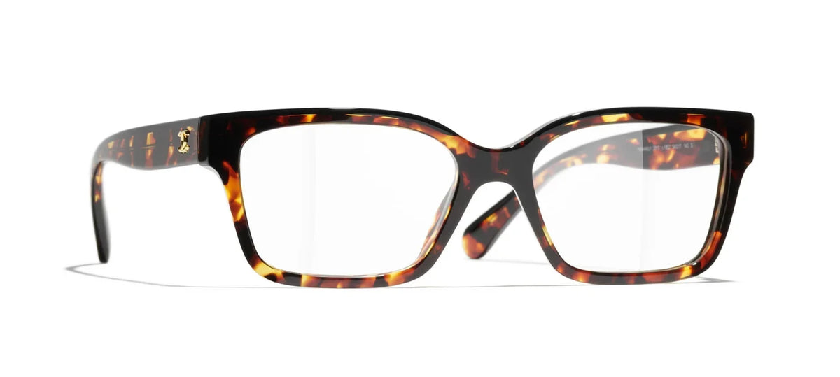Chanel Women Rectangular Tortoise Eyeglasses