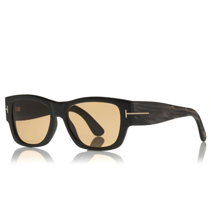 Tom Ford Men Round Frame Brown Horn Sunglasses