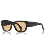 Tom Ford Men Round Frame Brown Horn Sunglasses