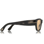 Tom Ford Men Round Frame Brown Horn Sunglasses