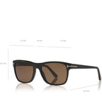 Tom Ford Men Square Frame Black Sunglasses