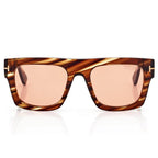 Tom Ford Women Square Frame Blonde Havana Sunglasses