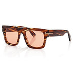 Tom Ford Women Square Frame Blonde Havana Sunglasses
