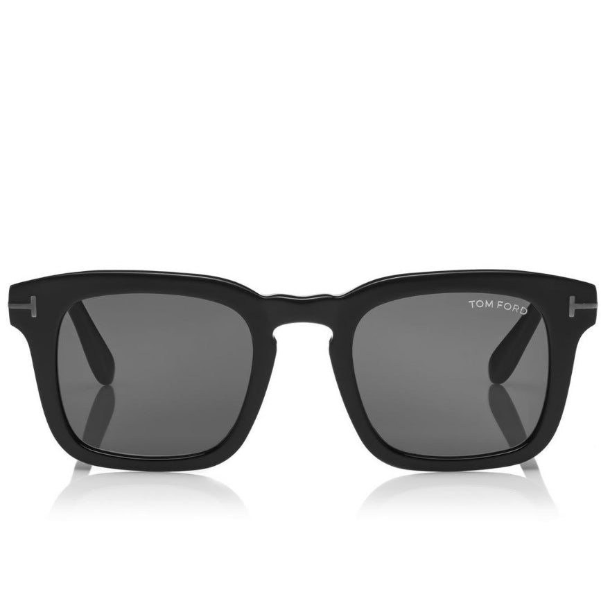 Tom Ford Men Square Frame Shiny Matte Black Sunglasses