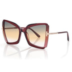 Tom Ford Women Square Frame Shiny Bordeaux Sunglasses