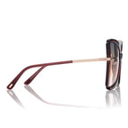 Tom Ford Women Square Frame Shiny Bordeaux Sunglasses