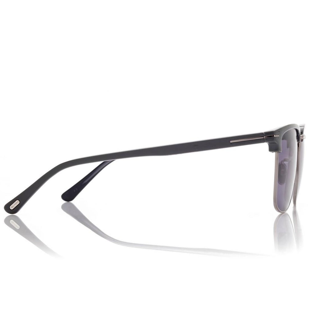 Tom Ford Men Rimless Frame Shiny Mastic Black Sunglasses