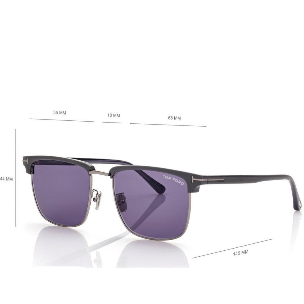 Tom Ford Men Rimless Frame Shiny Mastic Black Sunglasses