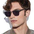 Tom Ford Men Rimless Frame Shiny Mastic Black Sunglasses