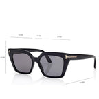 Tom Ford Women Cat Eye Frame Volcanic Black Sunglasses