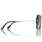 Tom Ford Women Square Frame Carban Black Sunglasses