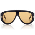 Tom Ford Men Pilot Frame Soft Shiny Black Sunglasses