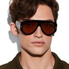 Tom Ford Men Pilot Frame Soft Shiny Black Sunglasses