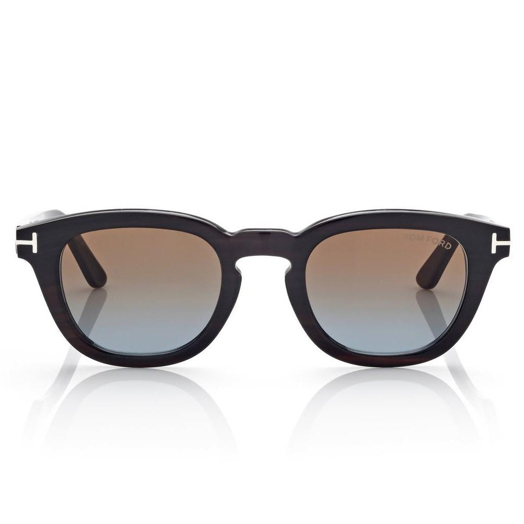 Tom Ford Men Round Sqaure Frame Brown Horn Sunglasses